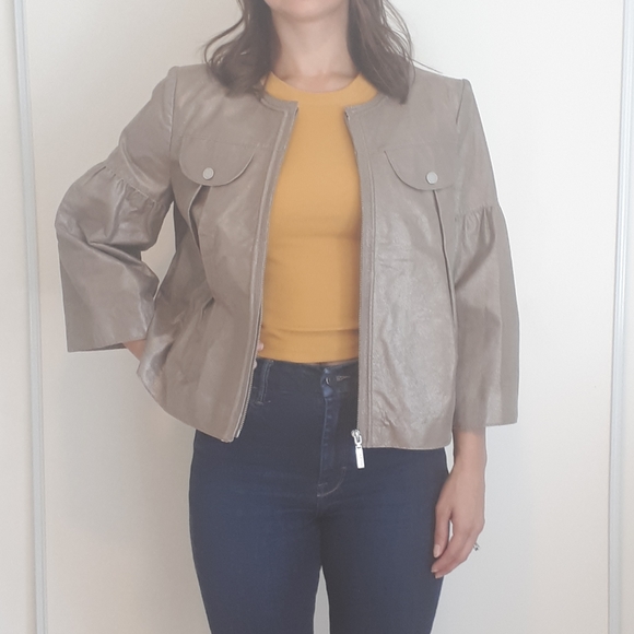 NWOT Bernardo Cropped Leather Trapeze Jacket - Picture 6 of 7